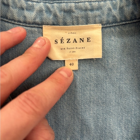 Sezane Tomboy Shirt- Denim Floral Size 40 - Picture 6 of 6